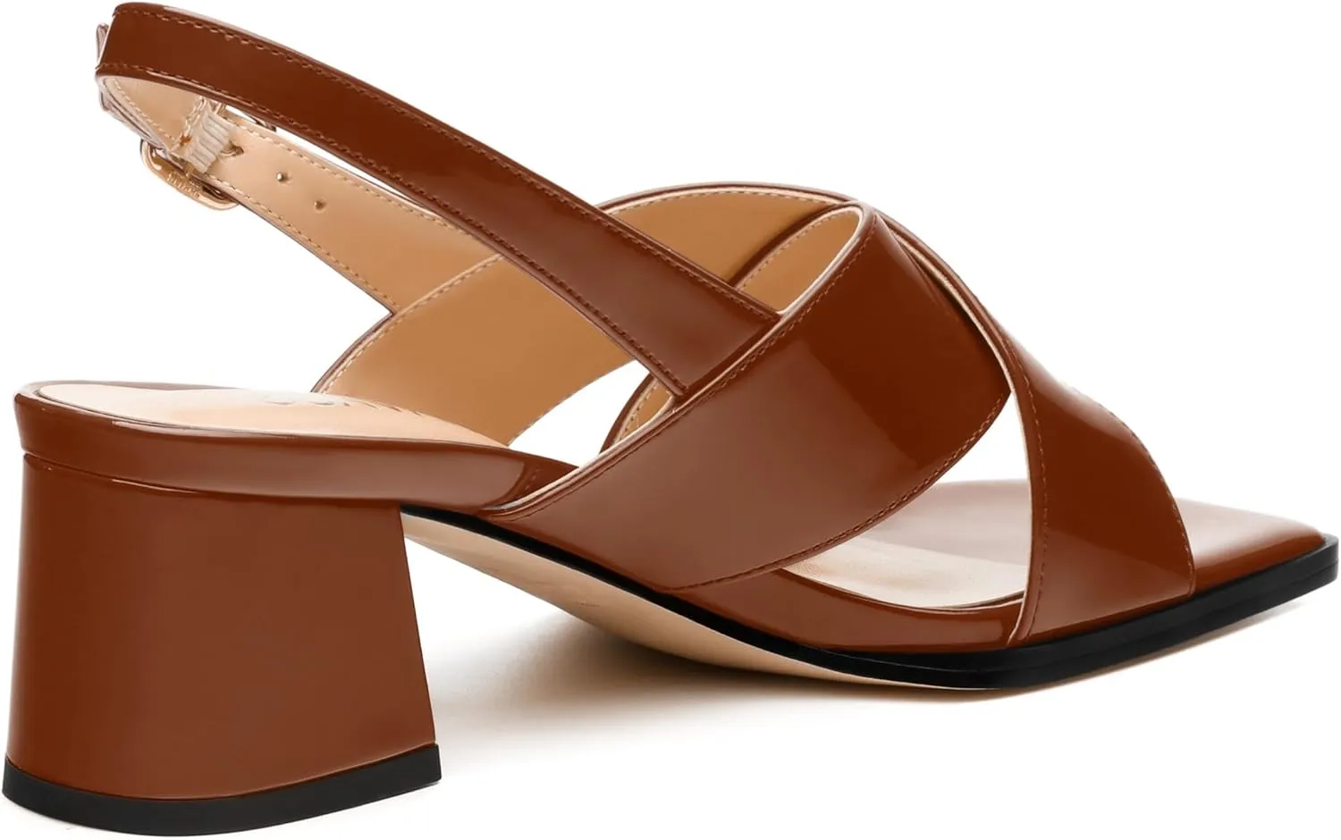 Women's Low Chunky Heel Sandals, Square Toe Slingback with Adjustable Buckle, Solid Color Heels for Weddings, Parties and Daily Wear, Fashion Sandals for Women