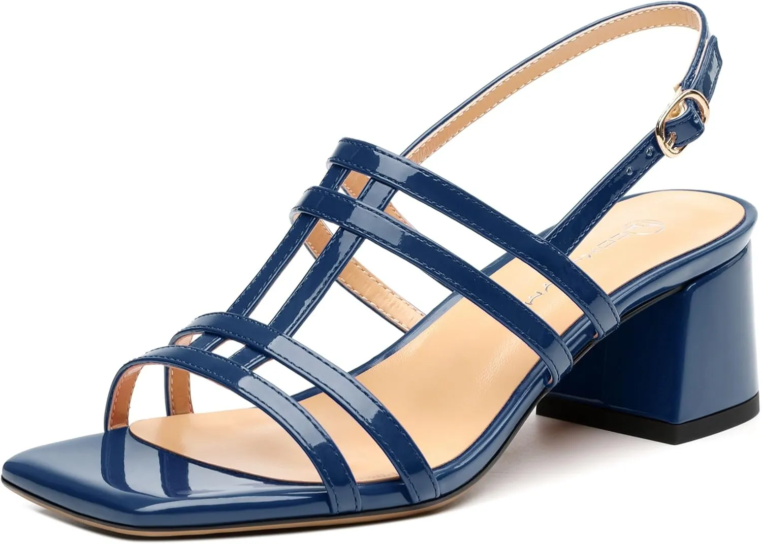 Women's Low Heels Strappy Sandals Square Open Toe Ankle Strap Low HeeL Sandals Comfort Dress Party Wedding Shoes 2"