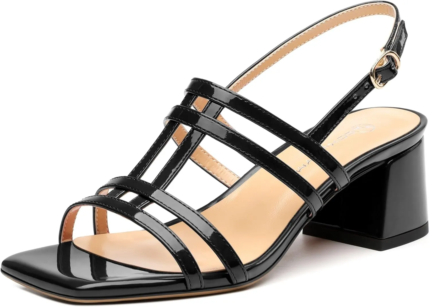 Women's Low Heels Strappy Sandals Square Open Toe Ankle Strap Low HeeL Sandals Comfort Dress Party Wedding Shoes 2"