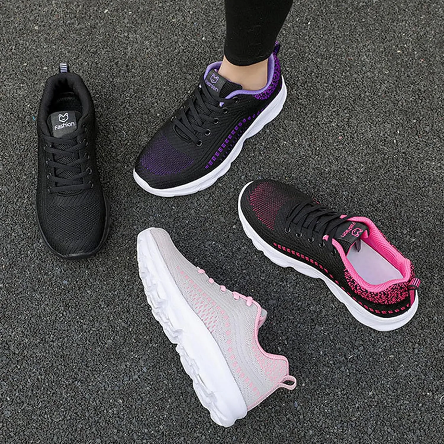 Women's Mesh Lace up Lightweight Running Sneakers Comfortable Breathable Non-Slip Soft Sole Casual Walking Sports Shoes Work Gym Trekking Tennis Sneakers