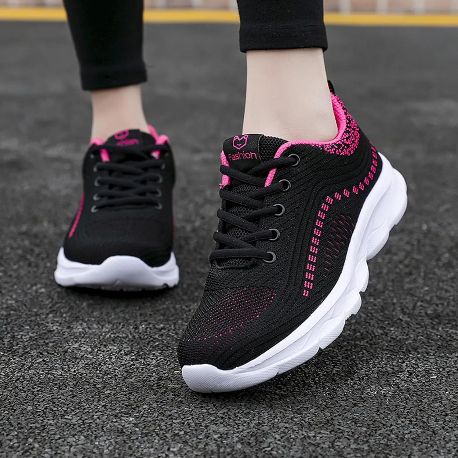 Women's Mesh Lace up Lightweight Running Sneakers Comfortable Breathable Non-Slip Soft Sole Casual Walking Sports Shoes Work Gym Trekking Tennis Sneakers