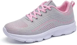 Women's Mesh Lace up Lightweight Running Sneakers Comfortable Breathable Non-Slip Soft Sole Casual Walking Sports Shoes Work Gym Trekking Tennis Sneakers