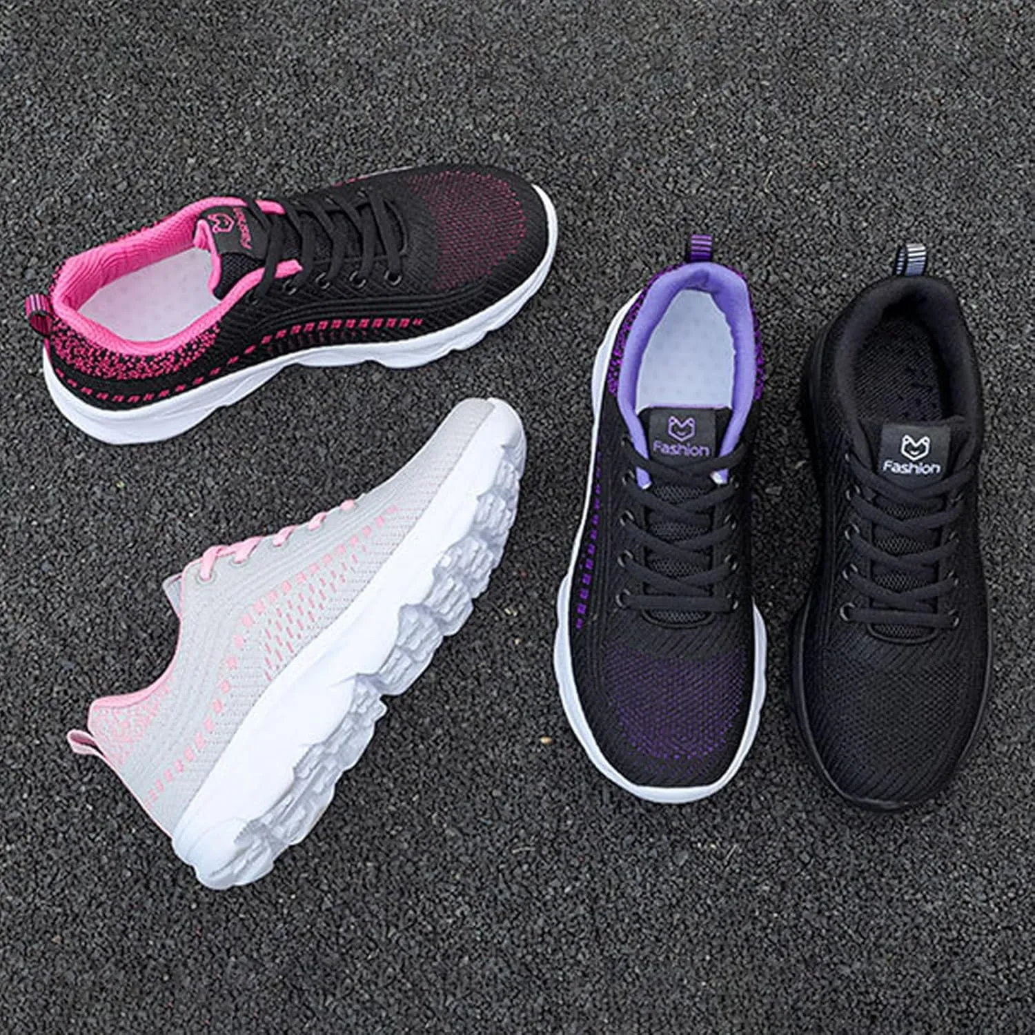 Women's Mesh Lace up Lightweight Running Sneakers Comfortable Breathable Non-Slip Soft Sole Casual Walking Sports Shoes Work Gym Trekking Tennis Sneakers