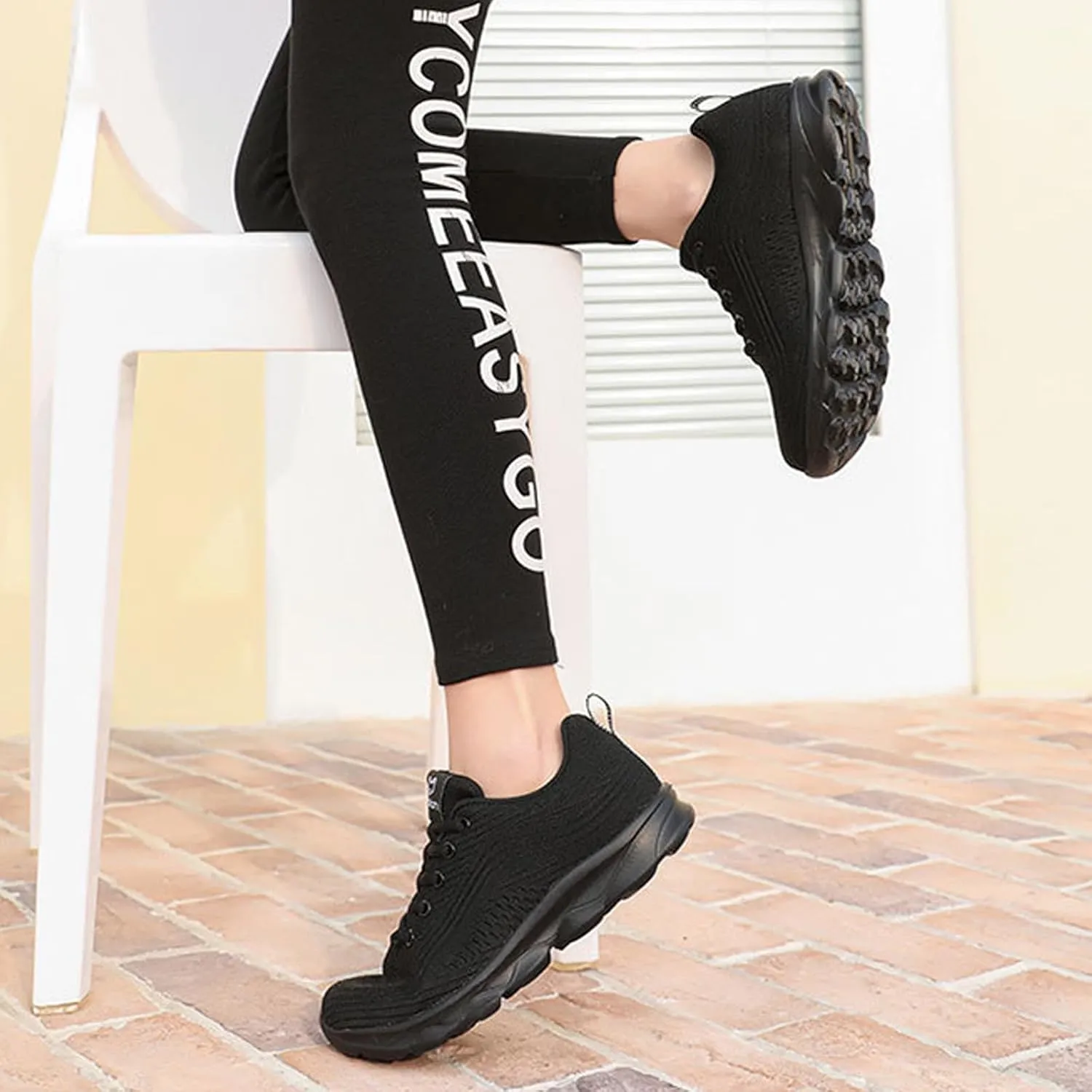 Women's Mesh Lace up Lightweight Running Sneakers Comfortable Breathable Non-Slip Soft Sole Casual Walking Sports Shoes Work Gym Trekking Tennis Sneakers