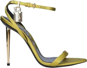 Women's Metal Lock Ankle Sandals, Patente Leather Cat walk High Heels