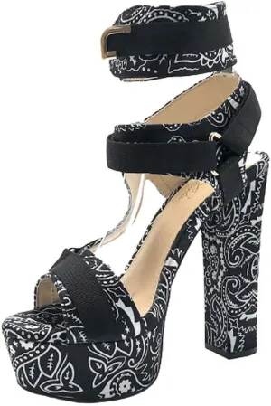 Women's Open Toe Strappy Chunky Platform High Heel Sandals