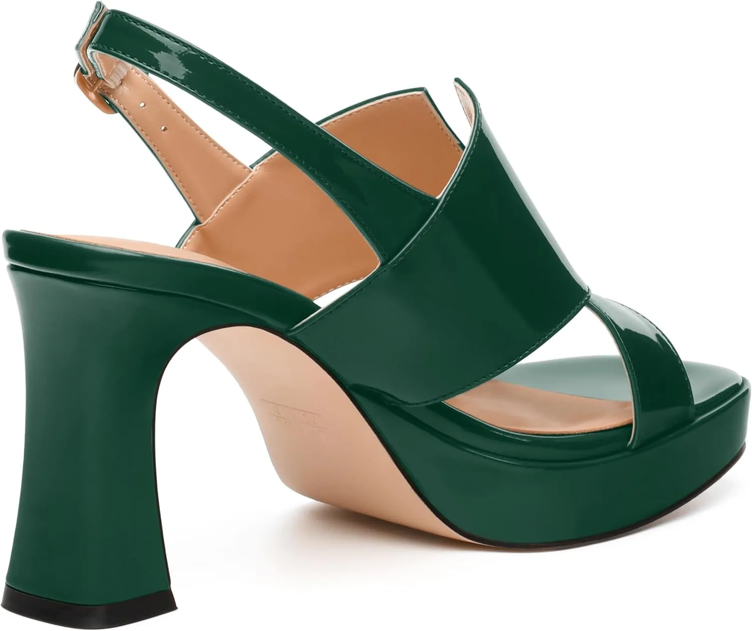 Womens Platform Ankle Strap Sandals, Square Toe Chunky Heel Leather Insole Sandals for Women, Block Heel Strappy Sandals with Buckle 3.3"