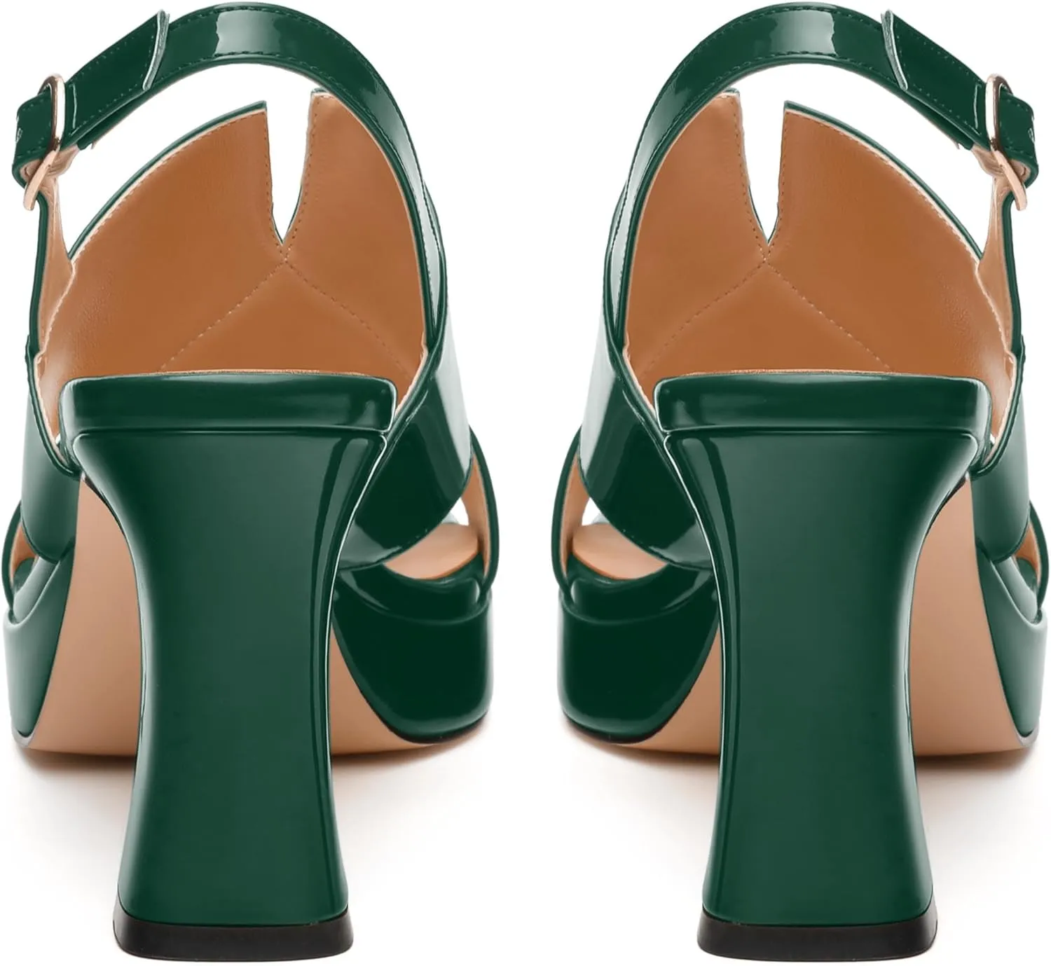 Womens Platform Ankle Strap Sandals, Square Toe Chunky Heel Leather Insole Sandals for Women, Block Heel Strappy Sandals with Buckle 3.3"