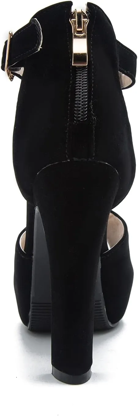 Women's Platform Chunky Block High Heel Peep-Toe Dress Sandals