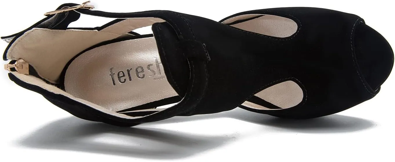 Women's Platform Chunky Block High Heel Peep-Toe Dress Sandals