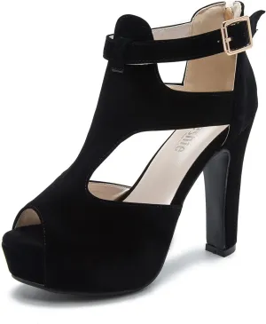 Women's Platform Chunky Block High Heel Peep-Toe Dress Sandals