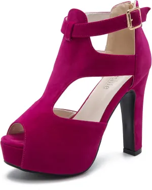 Women's Platform Chunky Block High Heel Peep-Toe Dress Sandals