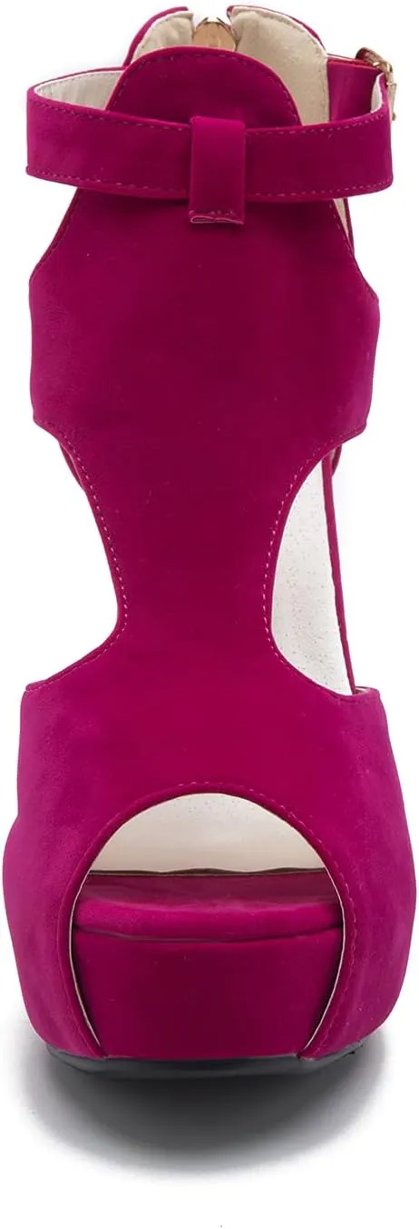 Women's Platform Chunky Block High Heel Peep-Toe Dress Sandals