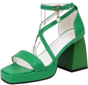 Womens Platform Heels for Women Chunky High Square Heels Sandals Ankle Strap Buckles Dress Sandals