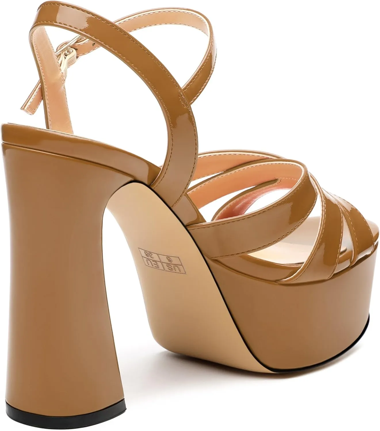 Women's Platform High Heels Sandals Round Open Toe Strappy Pumps Lace Up Dress Party Summer Shoes4.7''