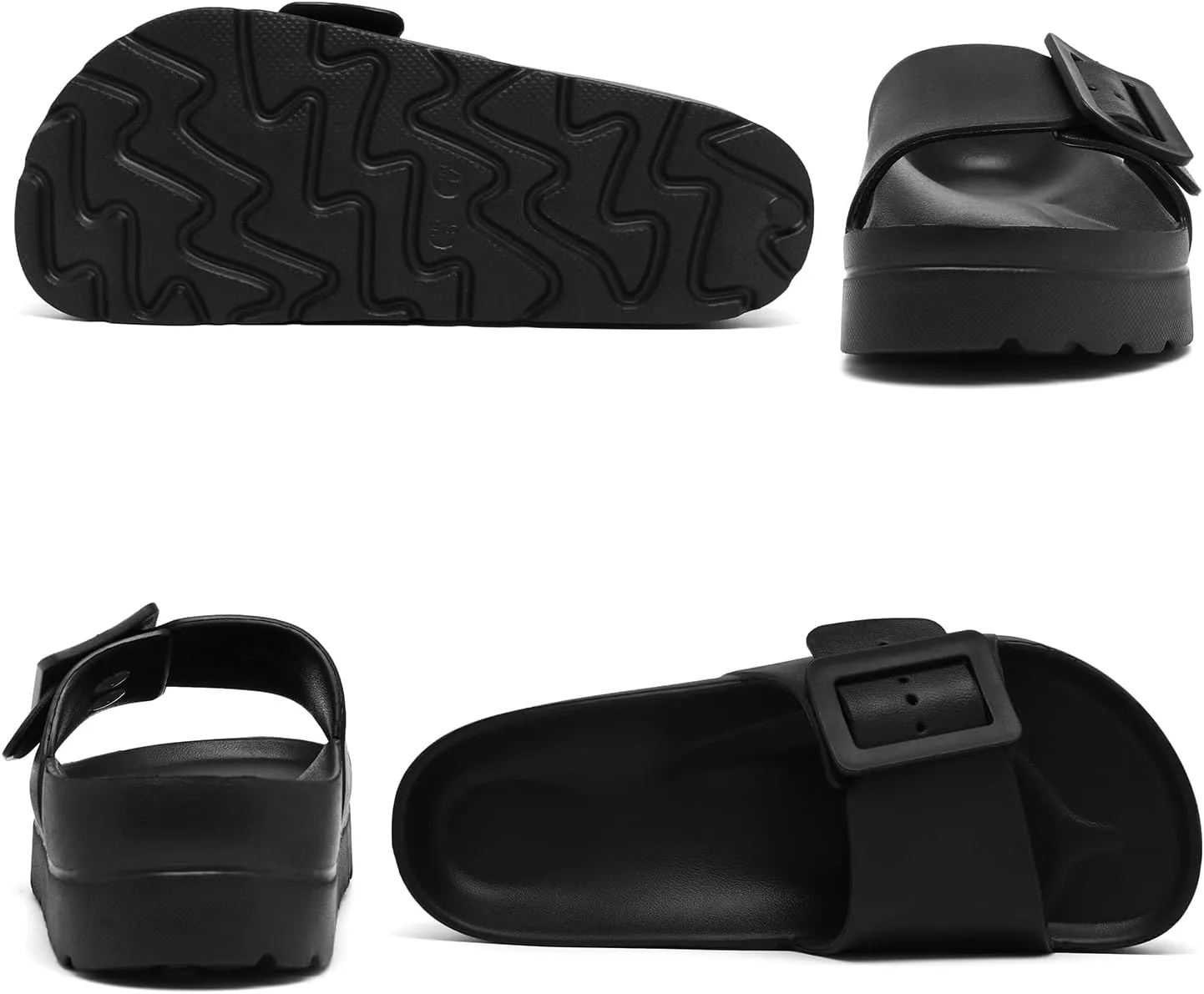Womens Platform Sandals with Arch Support, Adjustable Buckle Beach Sandal Woman Comfort Lightweight Ultra Cushion EVA Slides