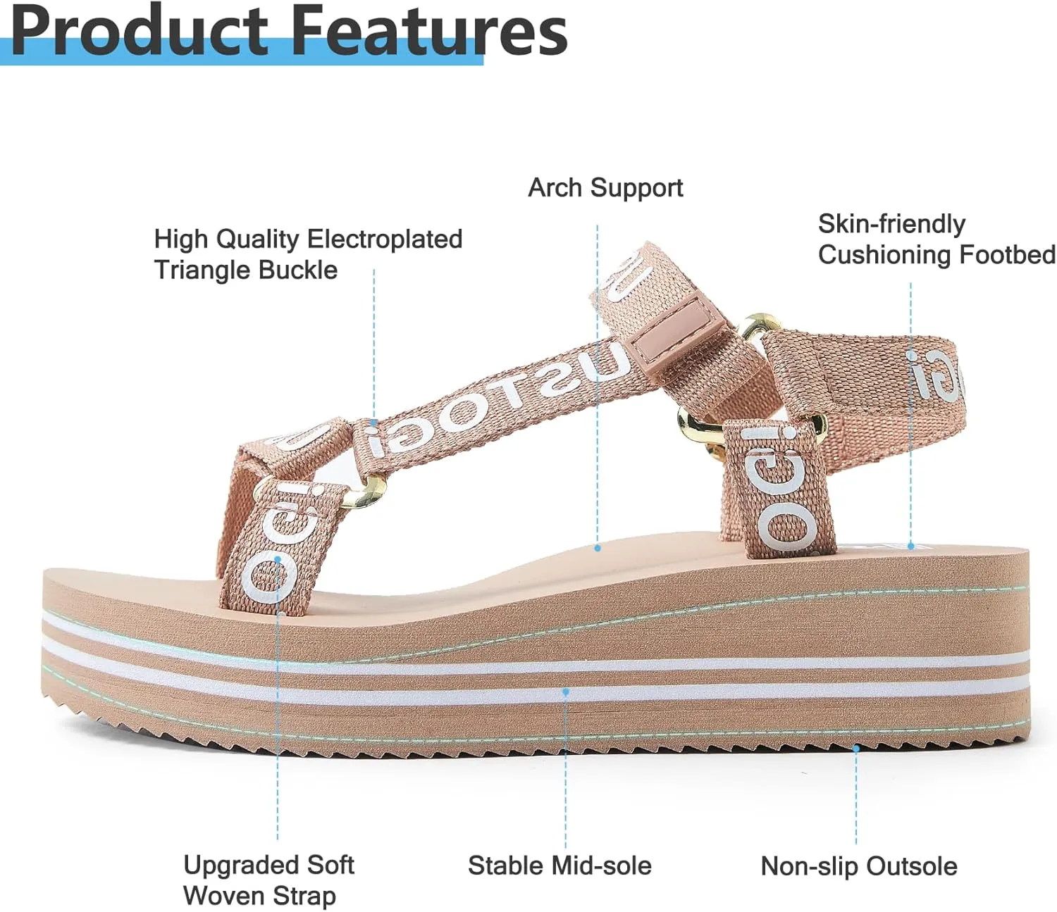 Women's Platform Sport Sandals for women Arch Support Hiking Walking Athletic Beach Water Sandal Outdoor Orthotic Adjustable Lightweight Comfortable Summer Cushion Cute sandalias de mujer
