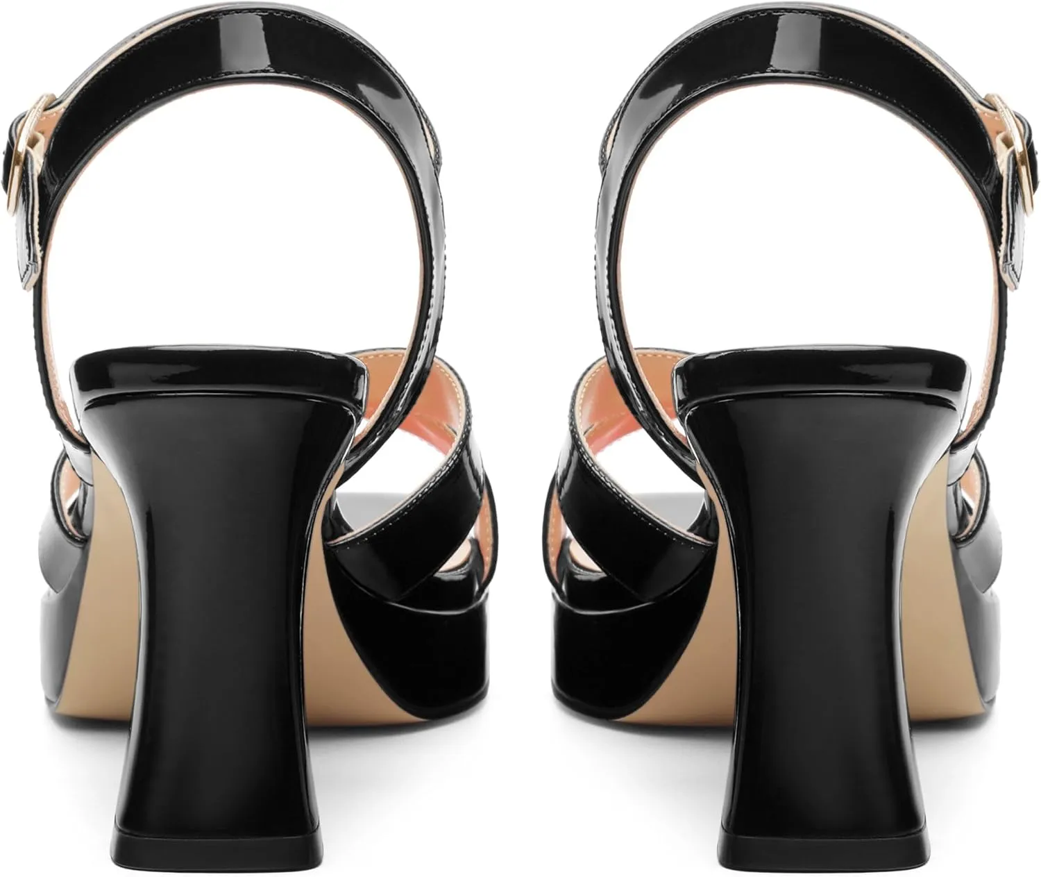 Women's Sandals Chunky High Heel - Adjustable Ankle Strap Open Toe Spool Heels Cross Toe Strap Prom Party Dress Pumps with Buckle