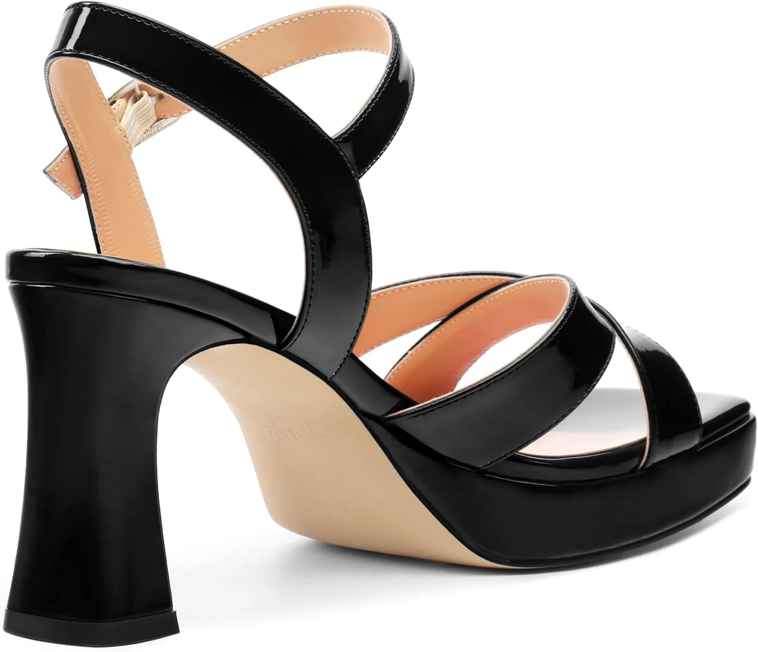 Women's Sandals Chunky High Heel - Adjustable Ankle Strap Open Toe Spool Heels Cross Toe Strap Prom Party Dress Pumps with Buckle