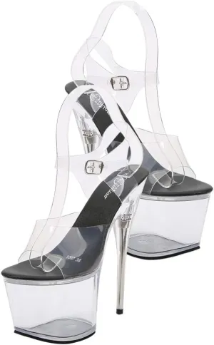 Womens Sexy Perspex Clear Platform Pole Dance High Heel Sandals Lady Summer Stiletto High- Heeled Sandals