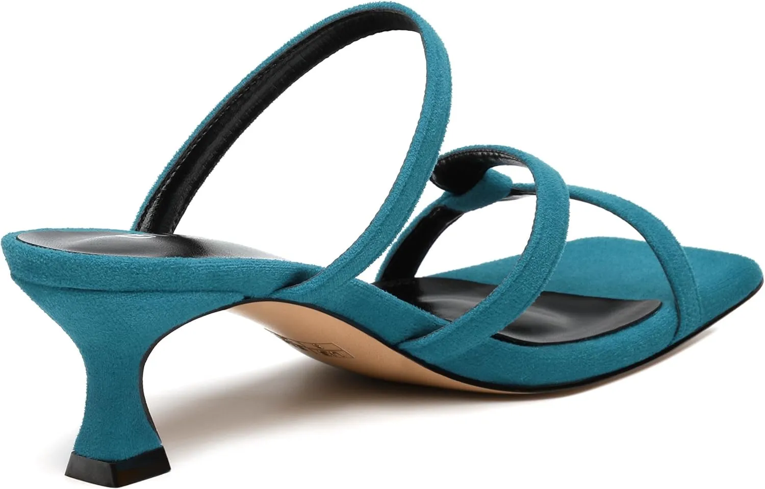 Womens Slide Sandals, Square Open Toe Low Heels Sandals, Fashion Solid Faux Suede Heeled Sandals for Women