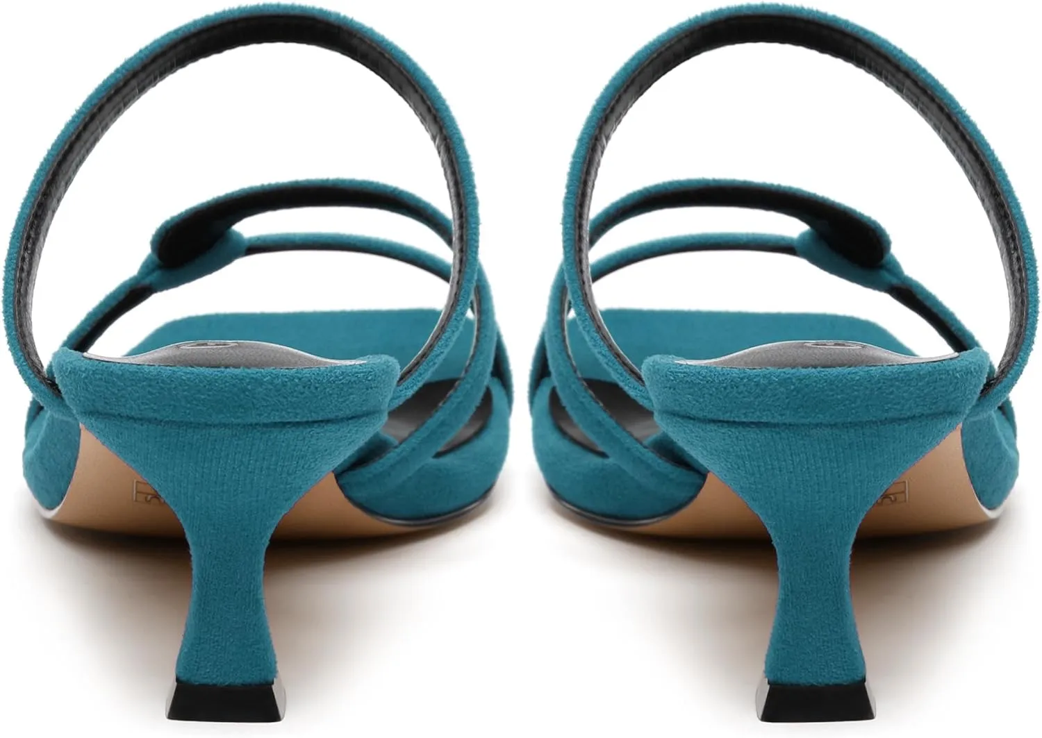 Womens Slide Sandals, Square Open Toe Low Heels Sandals, Fashion Solid Faux Suede Heeled Sandals for Women