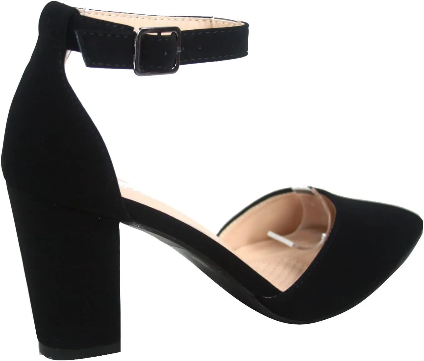 Women's Songful-6 by Forever Pointed Toe Ankle Strap Buckle Chunky Block Heel Sandals