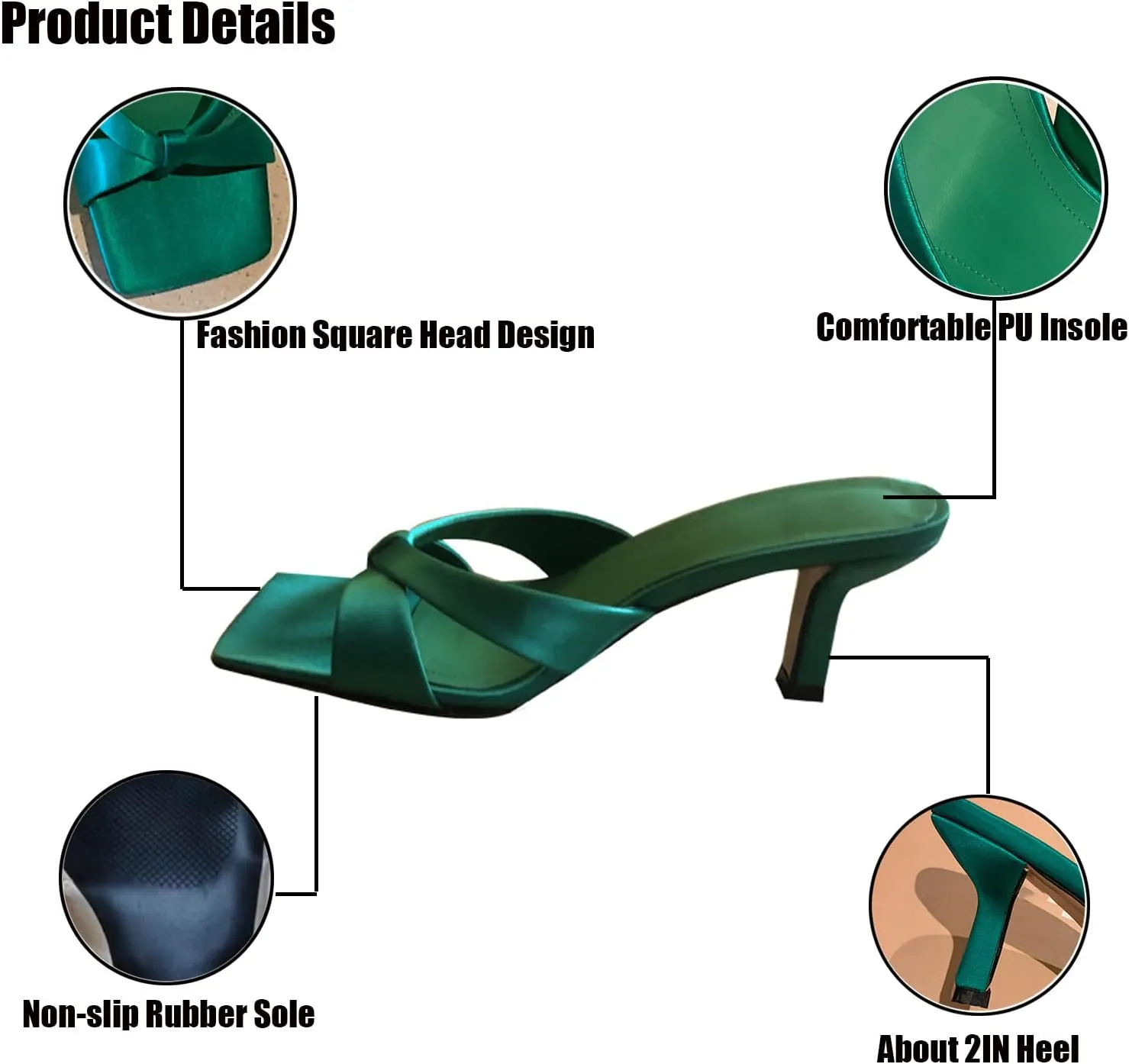 Women's Square Toe Slip On Open Toe Heeled Sandal,with Arch Support Summer Fashion Criss Cross Satin Cloth Sexy Stiletto Heel Dress Pumps Sandals Slippers