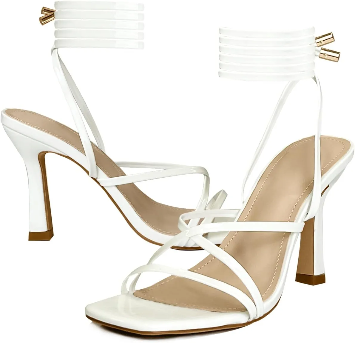 Women’s Strappy Stiletto High Heeled Square Toe Sandals