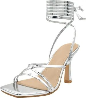 Women’s Strappy Stiletto High Heeled Square Toe Sandals