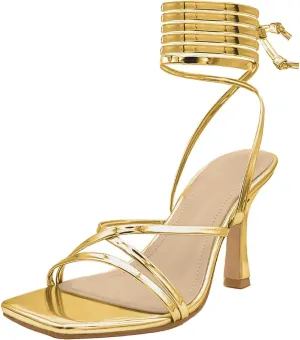 Women’s Strappy Stiletto High Heeled Square Toe Sandals