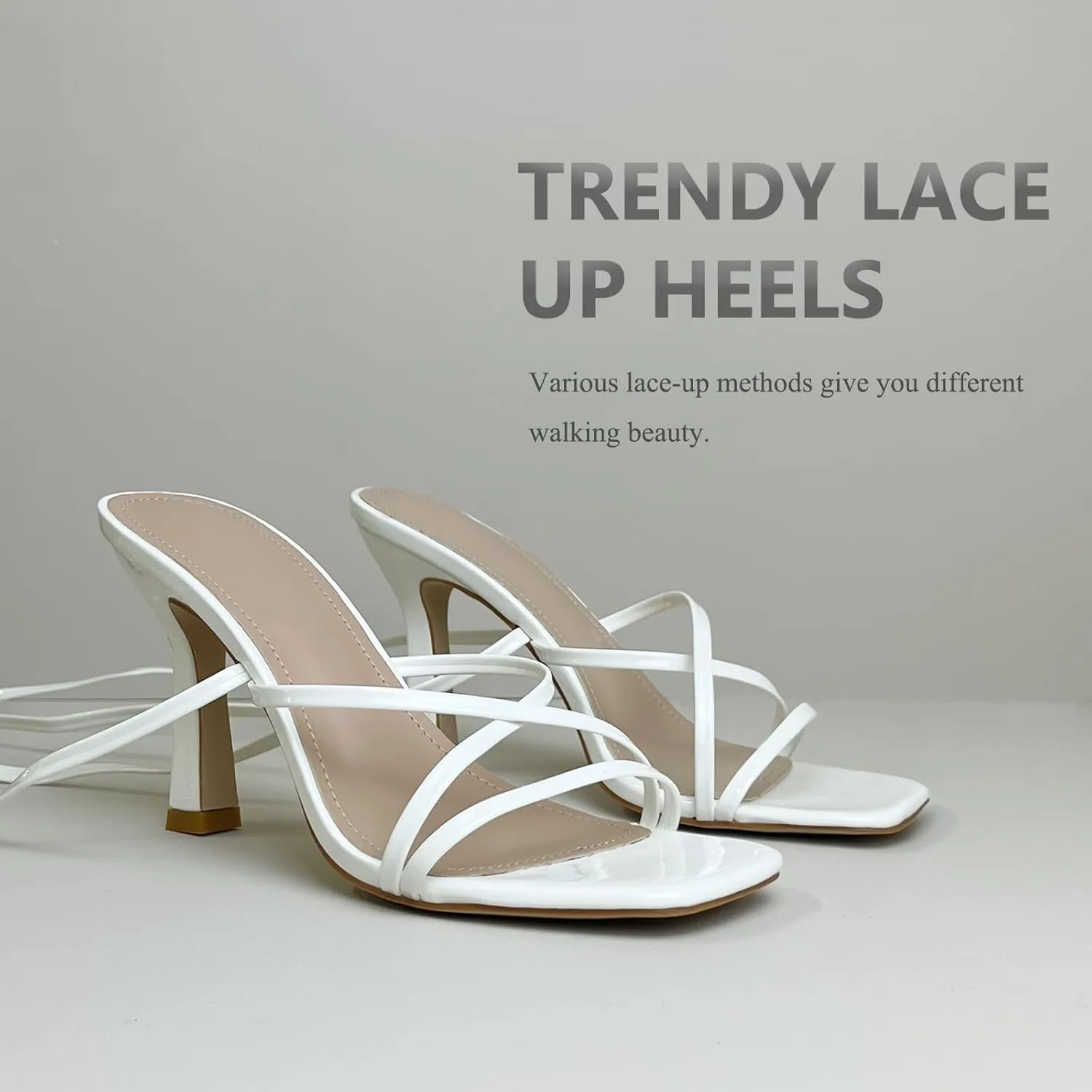 Women’s Strappy Stiletto High Heeled Square Toe Sandals