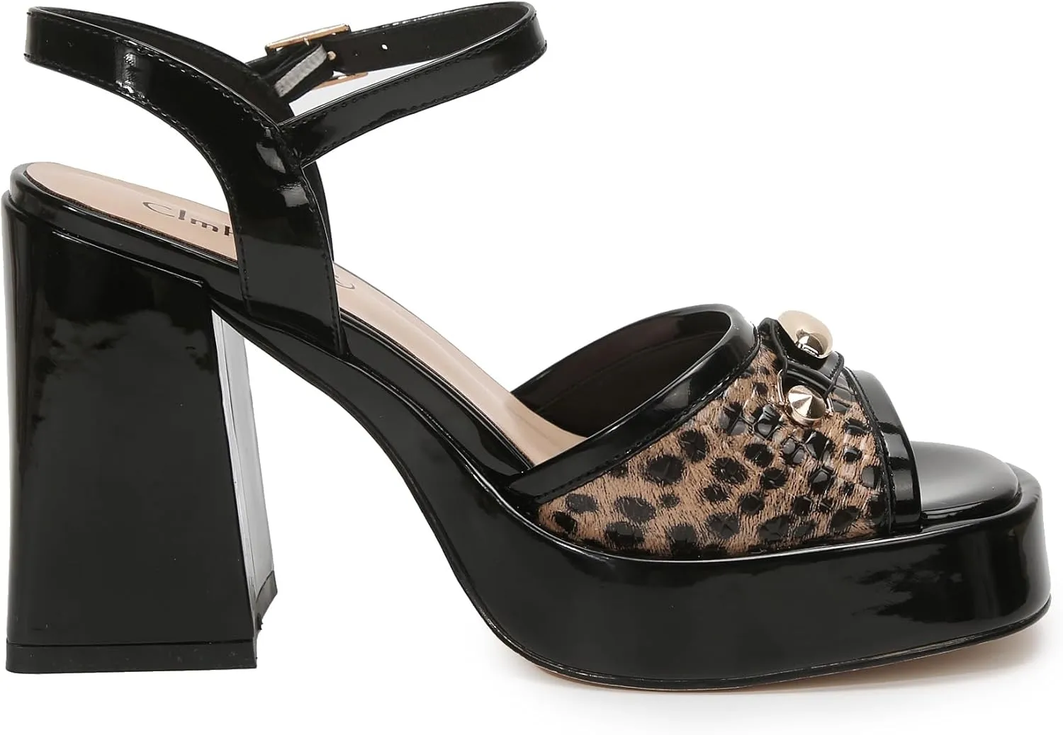 Women's Strappy Wedge Sandals Chunky Heel Squared Toe Patent PU Leather Sexy Party Dress Shoes