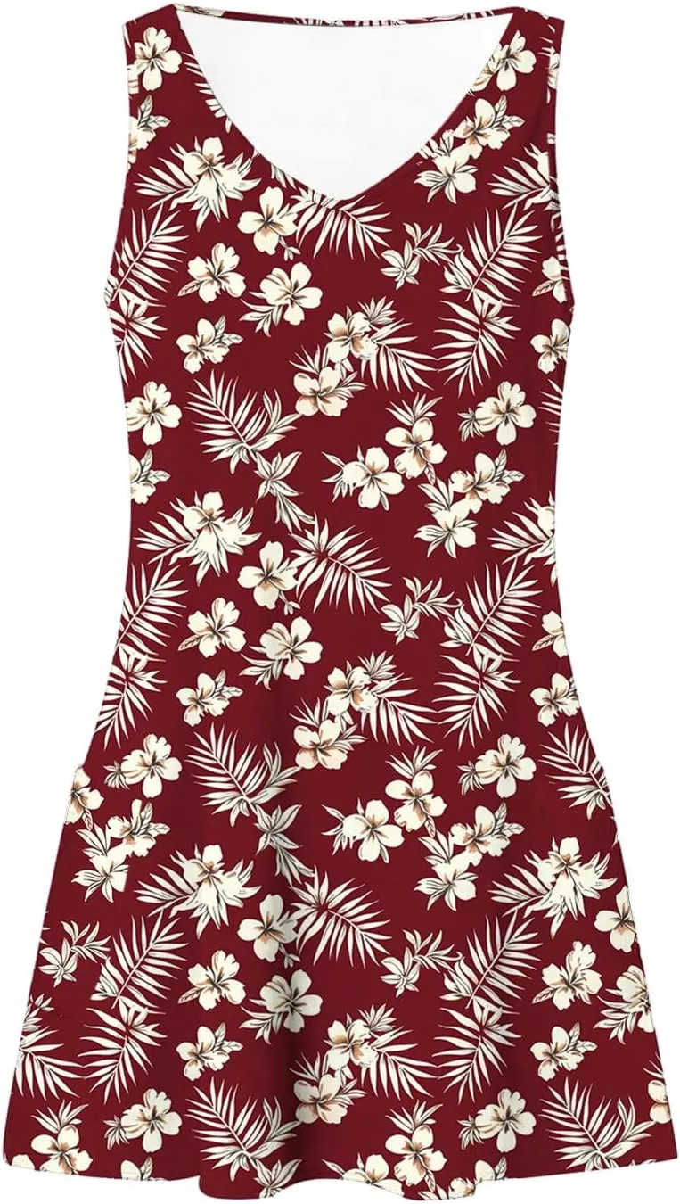 Womens Summer Dresses 2025 Trendy Casual Sleeveless Sundresses Beach Vacation Boho Floral Coverup Flowy Tank Dress