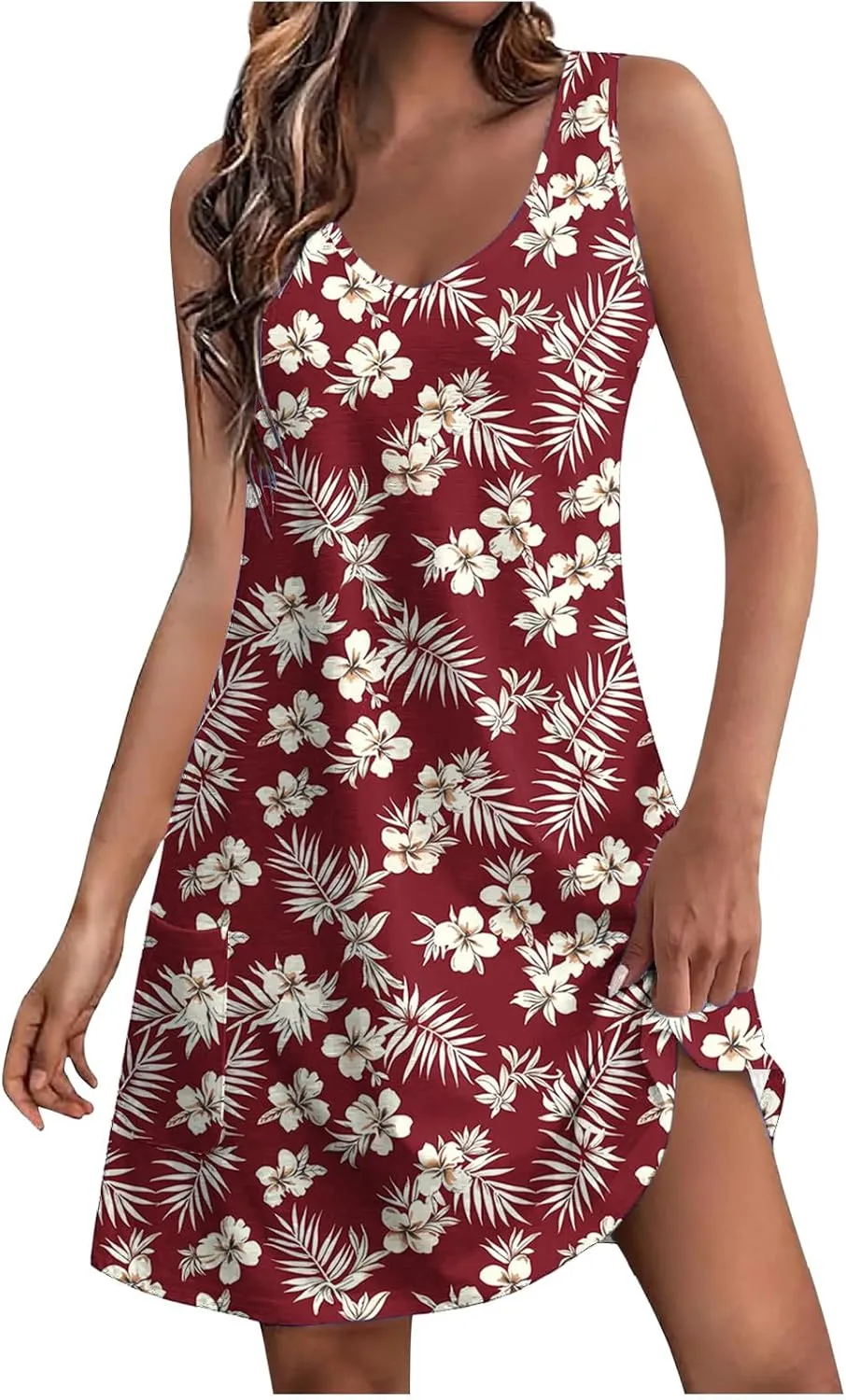 Womens Summer Dresses 2025 Trendy Casual Sleeveless Sundresses Beach Vacation Boho Floral Coverup Flowy Tank Dress