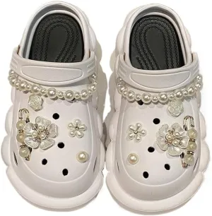 Women's Trendy Platform Clogs, Solid Color Hollow Out Non Slip Slide Shoes, Outdoor Beach Sandals
