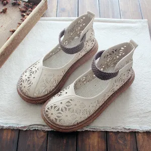 Womens Vintage Openwork Petal Handmade Comfortable Sandals