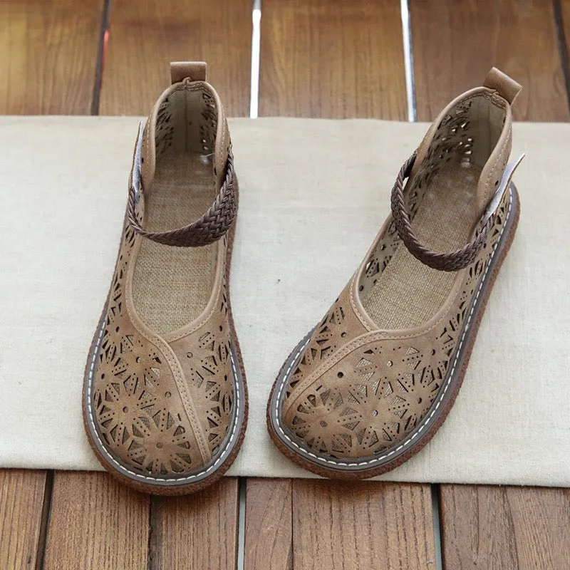 Womens Vintage Openwork Petal Handmade Comfortable Sandals