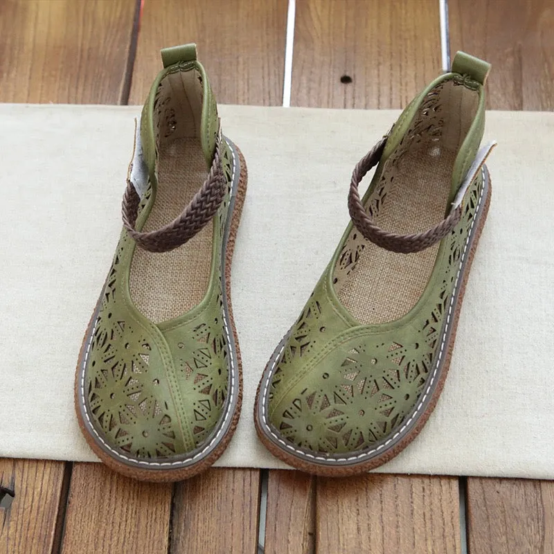 Womens Vintage Openwork Petal Handmade Comfortable Sandals