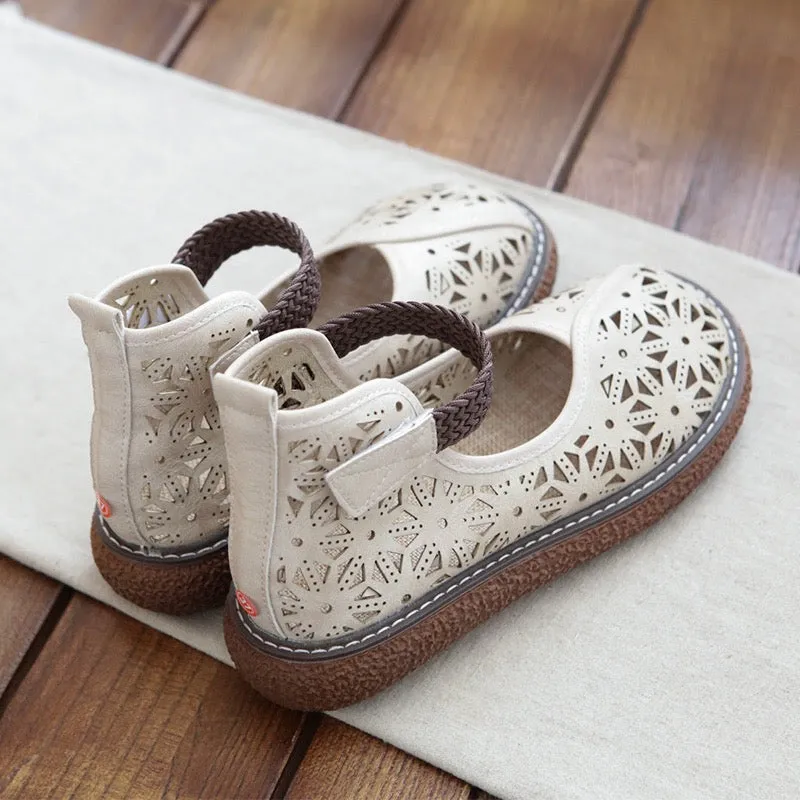 Womens Vintage Openwork Petal Handmade Comfortable Sandals