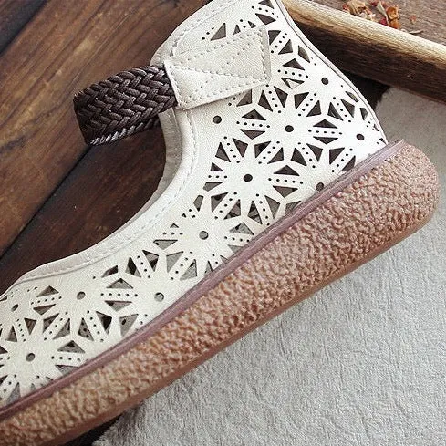 Womens Vintage Openwork Petal Handmade Comfortable Sandals