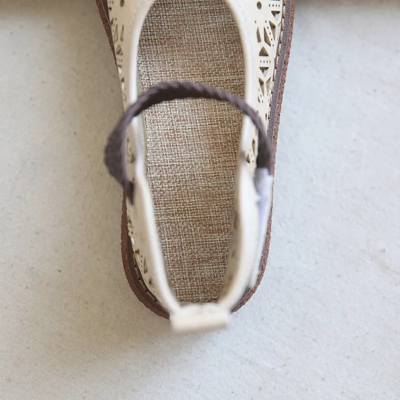 Womens Vintage Openwork Petal Handmade Comfortable Sandals