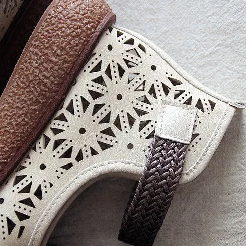 Womens Vintage Openwork Petal Handmade Comfortable Sandals