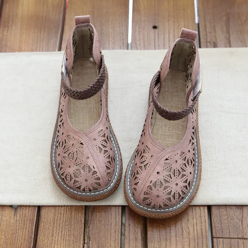 Womens Vintage Openwork Petal Handmade Comfortable Sandals