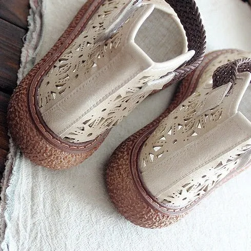 Womens Vintage Openwork Petal Handmade Comfortable Sandals