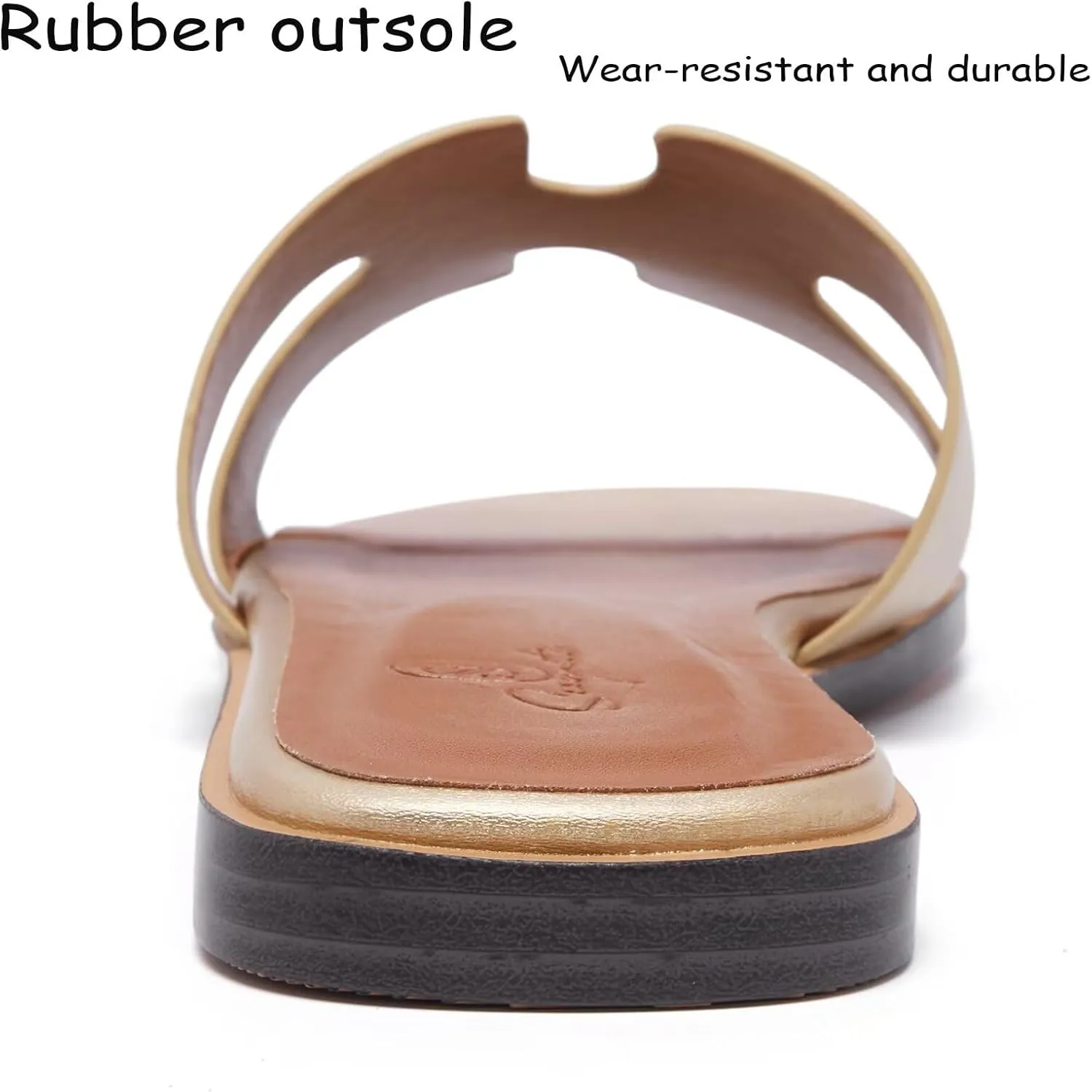 Women's Wide Width Leather Flat Sandals Slipper 2025 Summer Fashion Comfortable Memory Foam Slides for Women Footwear