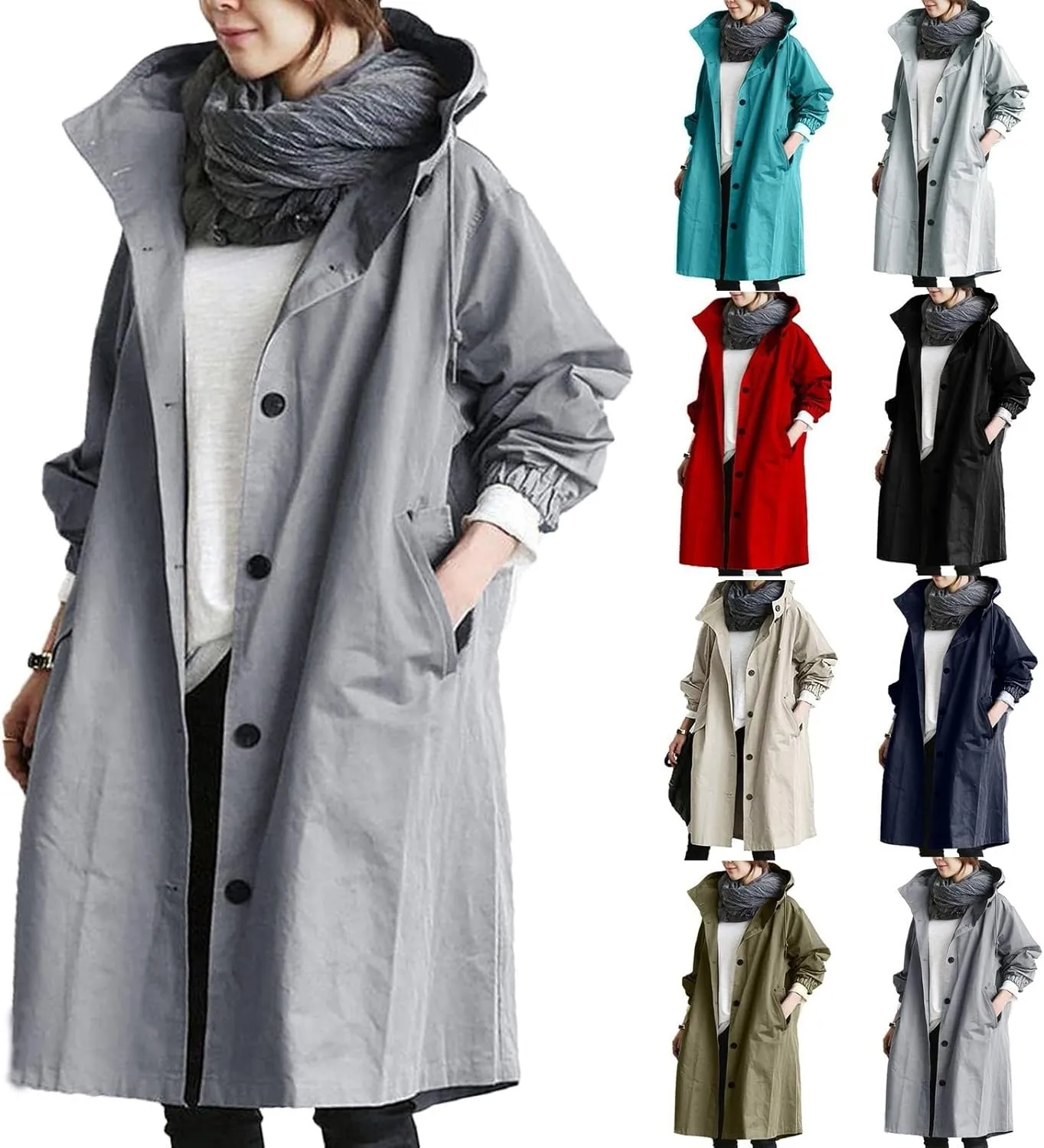 Womens Winter Warm Jacket Mid Length Oversized Elegant Hooded Windbreaker Classic Winter Thermal Tunic Tops Outerwear