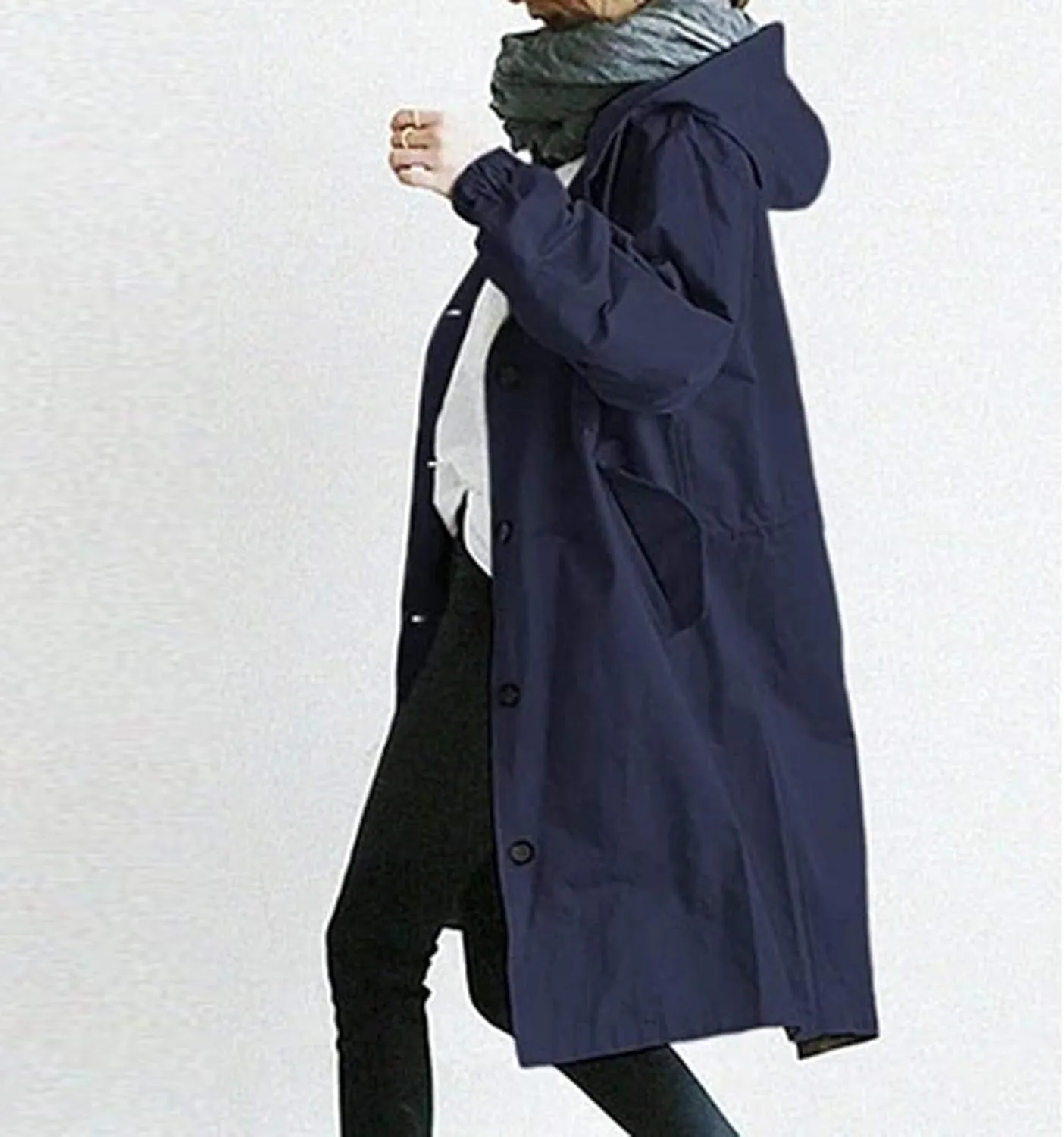 Womens Winter Warm Jacket Mid Length Oversized Elegant Hooded Windbreaker Classic Winter Thermal Tunic Tops Outerwear