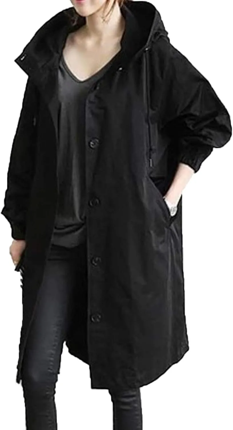 Womens Winter Warm Jacket Mid Length Oversized Elegant Hooded Windbreaker Classic Winter Thermal Tunic Tops Outerwear