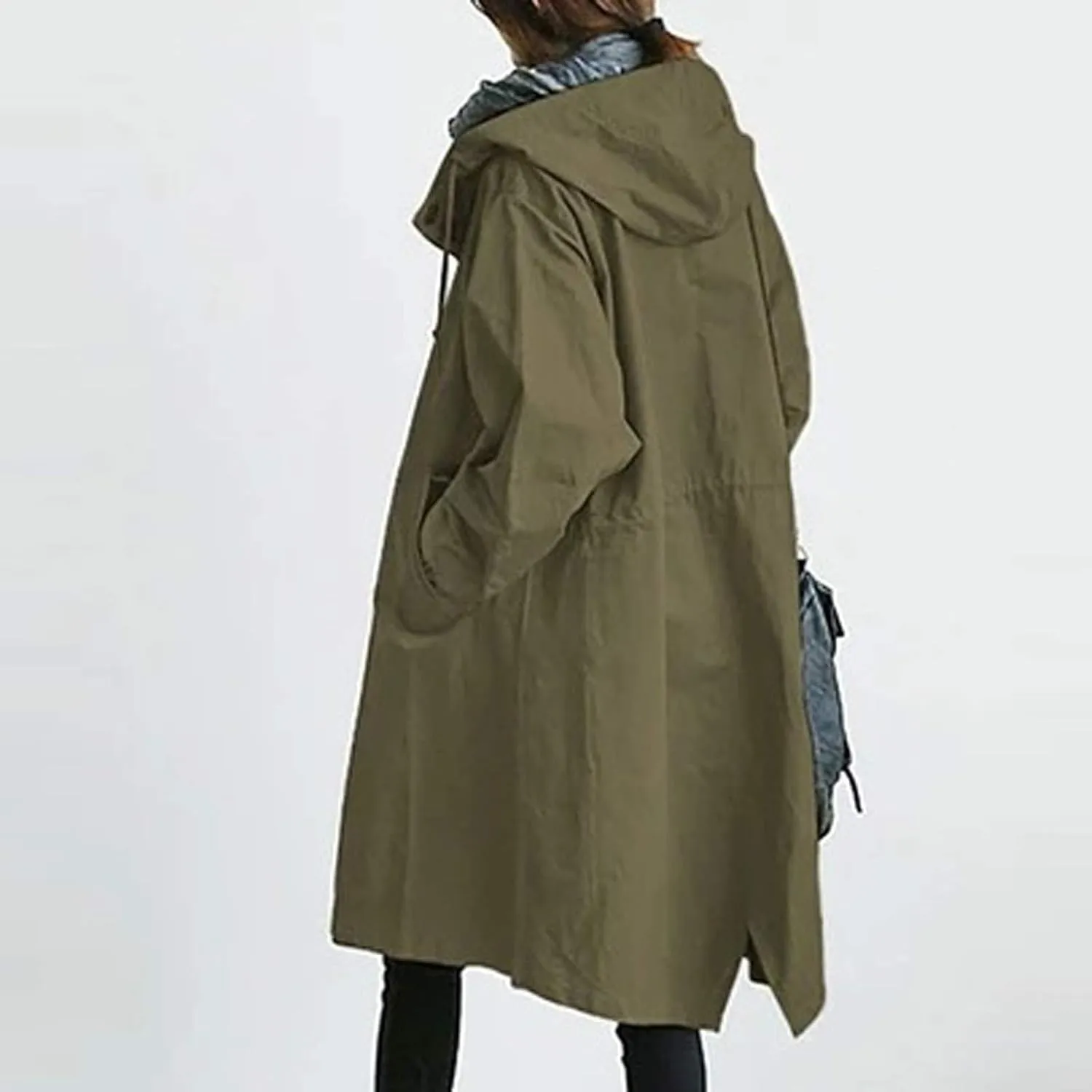 Womens Winter Warm Jacket Mid Length Oversized Elegant Hooded Windbreaker Classic Winter Thermal Tunic Tops Outerwear